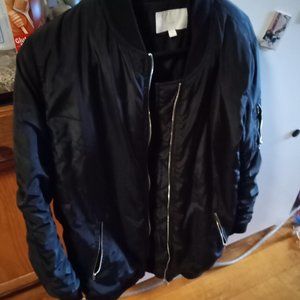 Womens Black Walter Baker 3/4 Length Bomber Jacket Coat Size Large